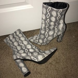 Snake print booties